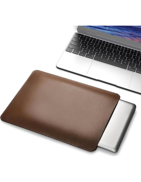 Funda de cuero premium NTYY para laptop 15" marrón oscuro
