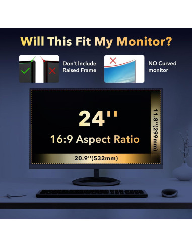 Filtro de Privacidad Magnético JEEETINTX 24" Antirreflejo