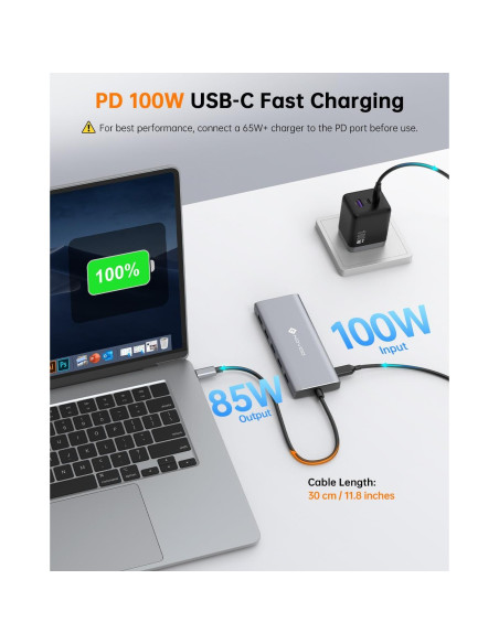 Estación de Acoplamiento NOVOO 12 en 1 USB-C Doble Monitor