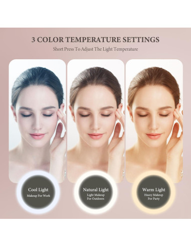 Bolsa de Maquillaje de Viaje Behaesty con Espejo LED Negro