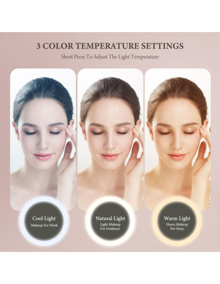 Bolsa de Maquillaje de Viaje Behaesty con Espejo LED Negro