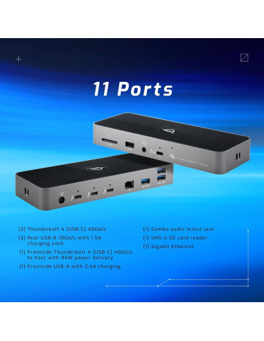 Dock Thunderbolt 4 OWC 11 Puertos 96W Carga 8K/5K Compatible Mac/PC
