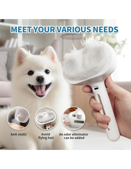 Cepillo Autolimpiante para Mascotas Herokitty con Vapor 3 en 1