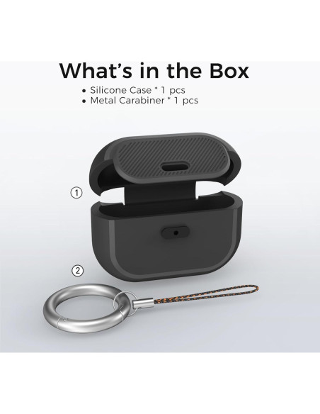 Funda de Silicona TRONWIN para AirPods Pro 2/1 - Negro con Bloqueo