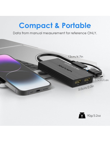 Adaptador WAVLINK USB 3.0 y USB C a Doble HDMI 4K 60Hz