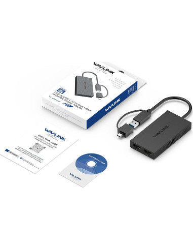 Adaptador WAVLINK USB 3.0 y USB C a Doble HDMI 4K 60Hz