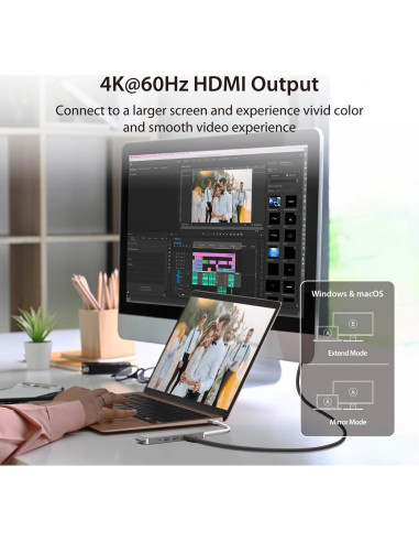 Adaptador HDMI 4K y USB 3.2 j5create JCD390 - Plug and Play