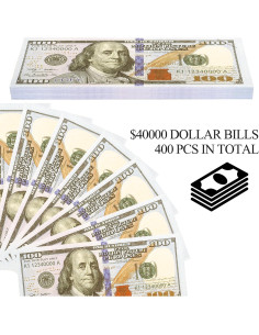 Dinero de Utilería QOFIDA 400 Pcs Juguete Educativo 3+ 2