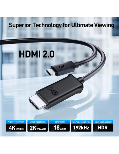 Cable HDMI USB-C 1.83m Cable Matters 4K 60Hz Negro