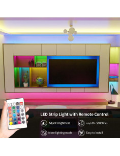Tira LED RGB 2.4m L5L3D con control remoto y 16 colores 2