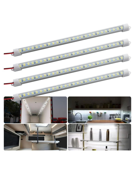 Barra de luz LED 12V LMGYES 54 LEDs 7000K blanca - Paquete de 4