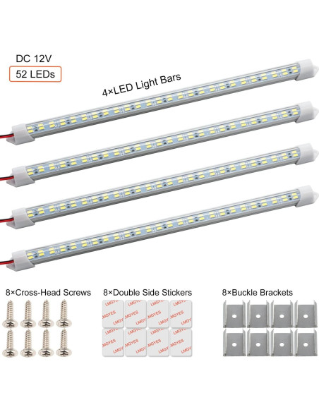 Barra de luz LED 12V LMGYES 54 LEDs 7000K blanca - Paquete de 4