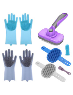 Juego de Aseo para Perros Popsica - 7 Piezas con Guantes y Cepillos