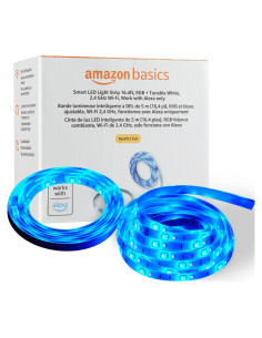 Tira de Luz LED Inteligente Amazon Basics 5m RGB Blanco Ajustable