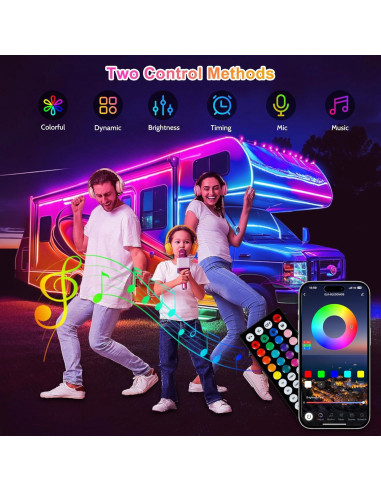 Luces LED RGB 6m Destlife para RV, impermeables y control remoto