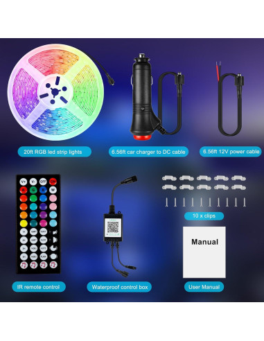 Luces LED RGB 6m Destlife para RV, impermeables y control remoto