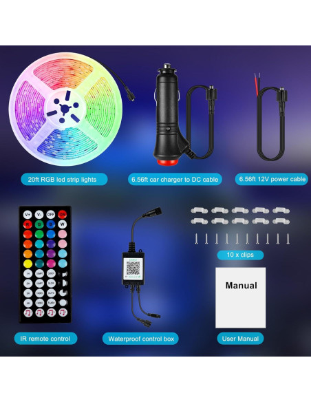 Luces LED RGB 6m Destlife para RV, impermeables y control remoto