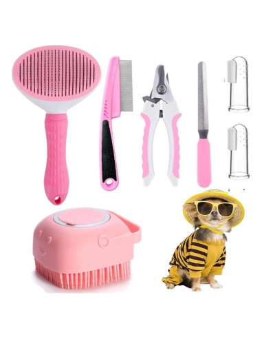 Juego de Aseo para Mascotas 7 Piezas Qubccum - Rosa