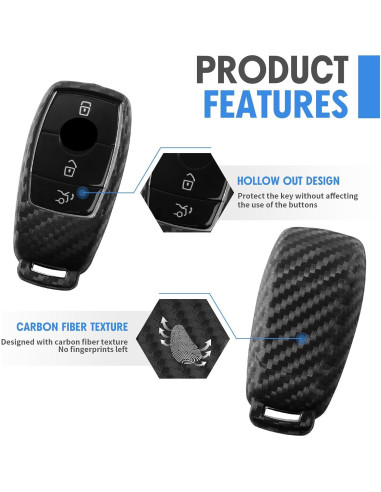 Funda de Llave Silicona Mercedes-Benz 2 Pcs Fibra Carbono