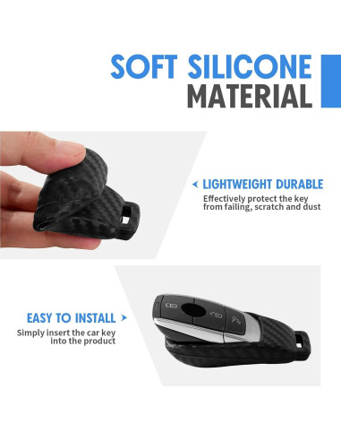 Funda de Llave Silicona Mercedes-Benz 2 Pcs Fibra Carbono