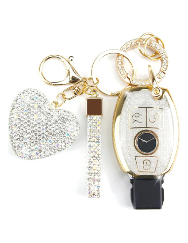 Cubierta de Llave YIKECASE para Mercedes Benz 3 Botones Blanco