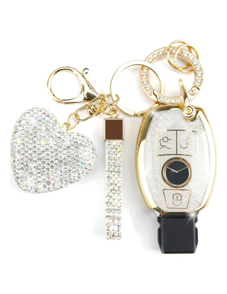 Cubierta de Llave YIKECASE para Mercedes Benz 3 Botones Blanco