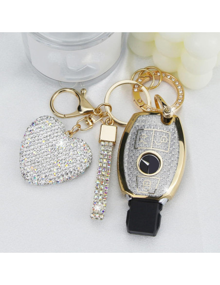 Cubierta de Llave YIKECASE para Mercedes Benz 3 Botones Blanco