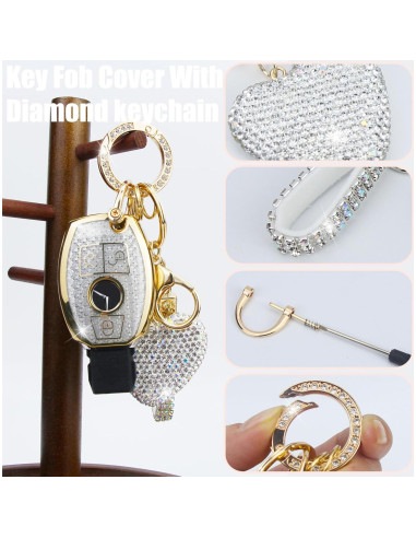 Cubierta de Llave YIKECASE para Mercedes Benz 3 Botones Blanco