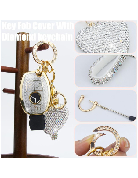 Cubierta de Llave YIKECASE para Mercedes Benz 3 Botones Blanco