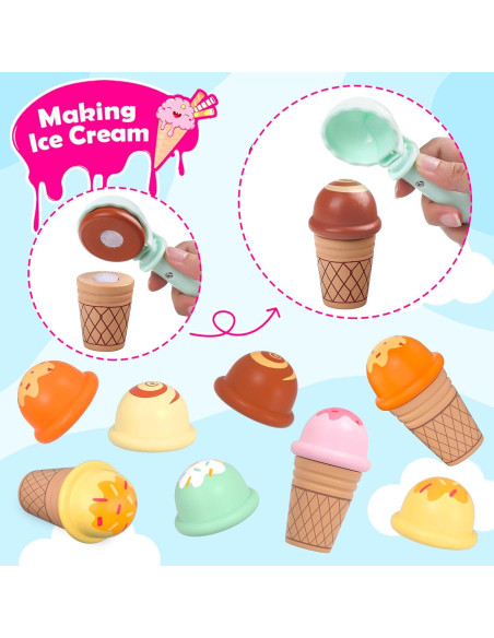 Conjunto de Juguetes de Helado de Madera Plunack 3-7 Años