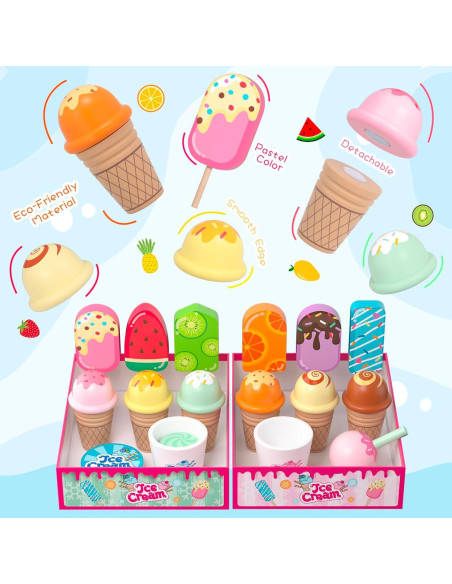 Conjunto de Juguetes de Helado de Madera Plunack 3-7 Años