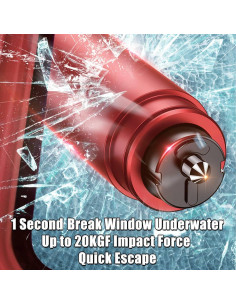 Kit de Emergencia 4 Rompeventanas y Cortador PILISPARK Rojo 2