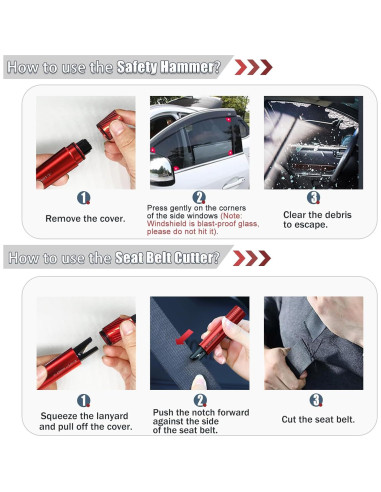 Kit de Emergencia 4 Rompeventanas y Cortador PILISPARK Rojo