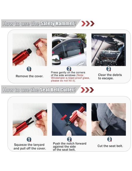 Kit de Emergencia 4 Rompeventanas y Cortador PILISPARK Rojo