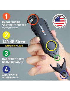 Alarma Personal Stinger 140db con Cortador y Rompedor Negro 2 pcs 2