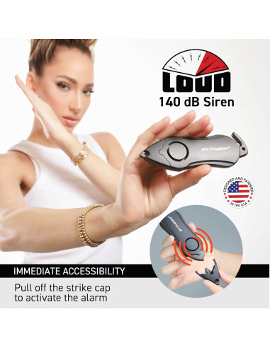 Alarma Personal Stinger 140db con Cortador y Rompedor Negro 2 pcs
