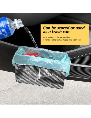 Basurero de Auto KHGUZ Negro con Cristales de Rhinestone