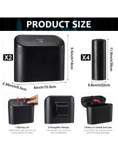 Basurero de Coche Tuanse 2 Pcs con 60 Bolsas a Prueba de Fugas 2