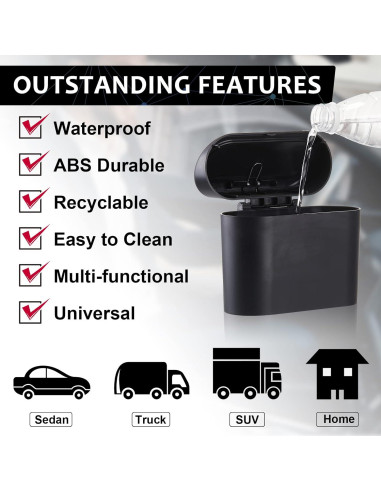 Basurero de Coche Tuanse 2 Pcs con 60 Bolsas a Prueba de Fugas