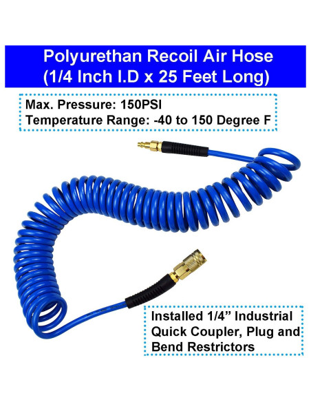 Kit Accesorios Compresor Aire YOTOO 1/4" x 25' Manómetro 150 PSI