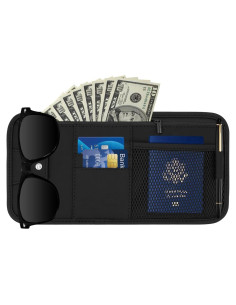 Organizador de Visera Solar HADEEONG Negro - Almacenamiento para Automóvil