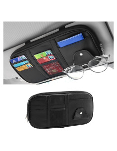Organizador de Visera de Coche Couslcd Negro con Múltiples Bolsillos