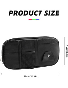 Organizador de Visera de Coche Couslcd Negro con Múltiples Bolsillos 2