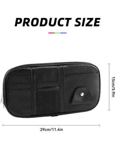 Organizador de Visera de Coche Couslcd Negro con Múltiples Bolsillos