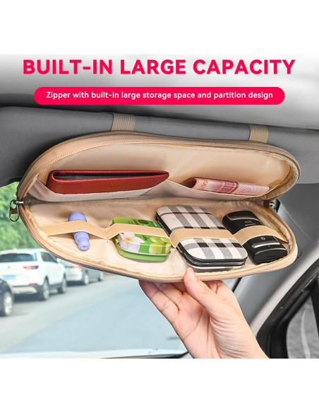 Organizador de Visera de Coche Couslcd Negro con Múltiples Bolsillos