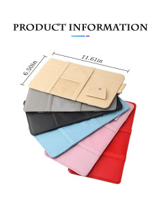 Organizador de Visera de Sol Fekey&JF para Auto - Cuero Negro 2