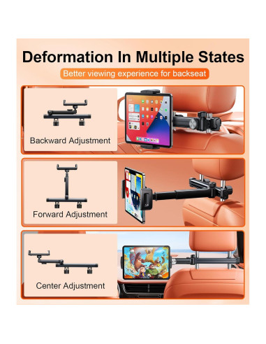 Soporte de Tablet para Auto HIYJEN Ajustable Negro 4.7-13"