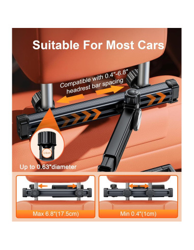 Soporte de Tablet para Auto HIYJEN Ajustable Negro 4.7-13"