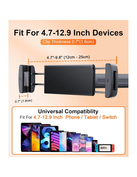 Soporte de Tablet para Auto HIYJEN Ajustable Negro 4.7-13"