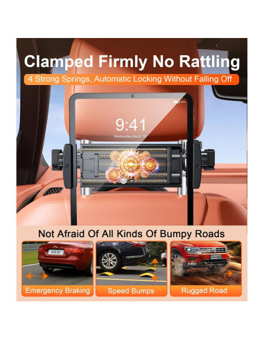 Soporte de Tablet para Auto HIYJEN Ajustable Negro 4.7-13"